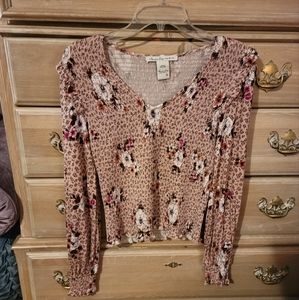 American Rag Dusty Pink Floral Print Blouse Size Small